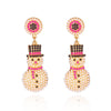 Christmasthemed Electroplated Alloy Drop Earrings With Rhinestone Snowman Reindeer And Gingerbread Motifs