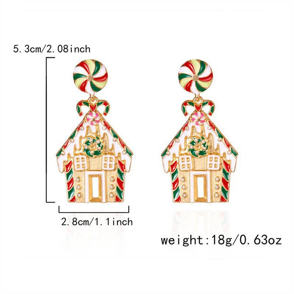 Christmasthemed Electroplated Alloy Drop Earrings With Rhinestone Snowman Reindeer And Gingerbread Motifs