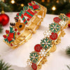 Christmasthemed Oil Drip Alloy Elastic Bracelet With Geometric Holiday Charms For Women And Men
