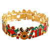 Christmasthemed Oil Drip Alloy Elastic Bracelet With Geometric Holiday Charms For Women And Men