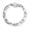 Chunky Cuban Link Bracelet In Titanium Steel With Geometric Square Buckle And Electroplated Hip Hop Street Style Design