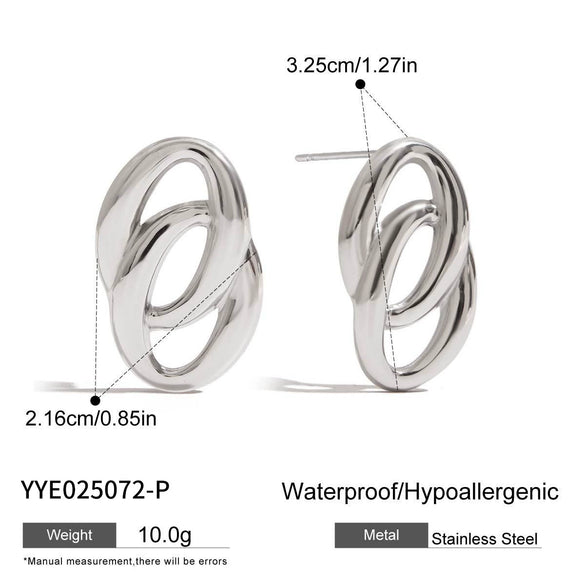 Circle Gold And Silver Color Matching Earrings Stainless Steel Geometric Electroplated High End Jewelry For Women