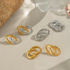 Circle Gold And Silver Color Matching Earrings Stainless Steel Geometric Electroplated High End Jewelry For Women