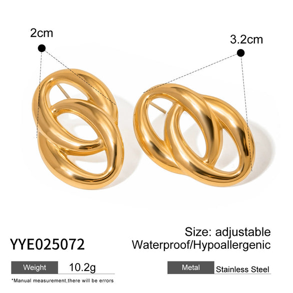Circle Gold And Silver Color Matching Earrings Stainless Steel Geometric Electroplated High End Jewelry For Women