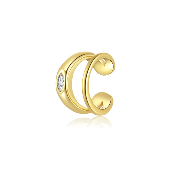 Classic C Type Luxury Full Diamond All Match Geometric Ear Clip Earrings For Women In Silver With Electroplating