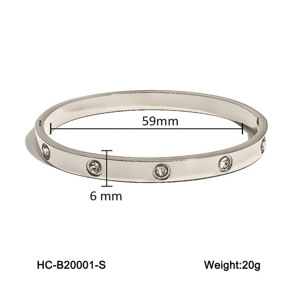 Classic Couple Bracelet In Titanium Steel And Stainless Steel With Star Pattern And Full Diamond Design