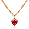 Classic Crystal Zircon Love Heart Pattern Glass And Copper Jewelry Necklace Earrings Set For Women