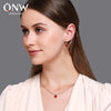 Classic Crystal Zircon Love Heart Pattern Glass And Copper Jewelry Necklace Earrings Set For Women