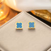 Classic Fourleaf Clover Titanium Steel Stud Earrings For Women With Electroplating And Flower Pattern