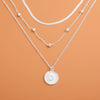 Classic Gold Beads Flat Snake Chain Disc Three Layer Women's Necklace In Alloy With Electroplating And Round Pattern