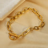 Classic Gold Plated Stainless Steel Oval Chain Paper Clip Bracelet For Women With Electroplating Process
