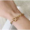 Classic Gold Plated Stainless Steel Oval Chain Paper Clip Bracelet For Women With Electroplating Process