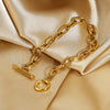 Classic Gold Plated Stainless Steel Oval Chain Paper Clip Bracelet For Women With Electroplating Process