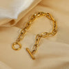 Classic Gold Plated Stainless Steel Oval Chain Paper Clip Bracelet For Women With Electroplating Process
