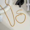 Classic Keel Chain Necklace And Bracelet Set In Stainless Steel With Pvd Furnace Vacuum Real Gold Plating