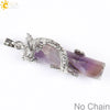 Classic Natural Stone Crystal Column Pendant Necklace Copper Electroplated Minimalist Totem Dragon Design Jewelry For Men And Women