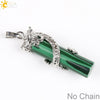 Classic Natural Stone Crystal Column Pendant Necklace Copper Electroplated Minimalist Totem Dragon Design Jewelry For Men And Women
