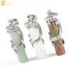 Classic Natural Stone Crystal Column Pendant Necklace Copper Electroplated Minimalist Totem Dragon Design Jewelry For Men And Women