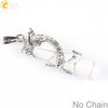 Classic Natural Stone Crystal Column Pendant Necklace Copper Electroplated Minimalist Totem Dragon Design Jewelry For Men And Women
