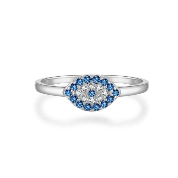 Classic S925 Sterling Silver Devil's Eye Blue Stone Ring Retro Stacked Jewelry Electroplated Platinum 18K Gold Unisex