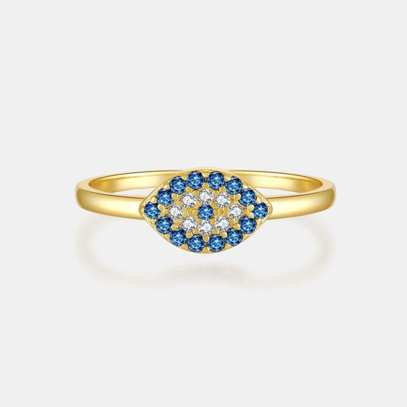 Classic S925 Sterling Silver Devil's Eye Blue Stone Ring Retro Stacked Jewelry Electroplated Platinum 18K Gold Unisex