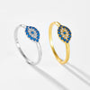 Classic S925 Sterling Silver Devil's Eye Blue Stone Ring Retro Stacked Jewelry Electroplated Platinum 18K Gold Unisex
