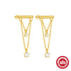 Classic S925 Sterling Silver Double Tassel Earrings With Geometric Pattern And Electroplating For Women