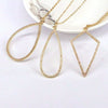 Classic Simple Copper Gold Plated Necklace With Micro Inlaid Zircon Water Drop Geometric Pendant On Water Wave Chain For Unisex Wear