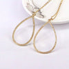 Classic Simple Copper Gold Plated Necklace With Micro Inlaid Zircon Water Drop Geometric Pendant On Water Wave Chain For Unisex Wear