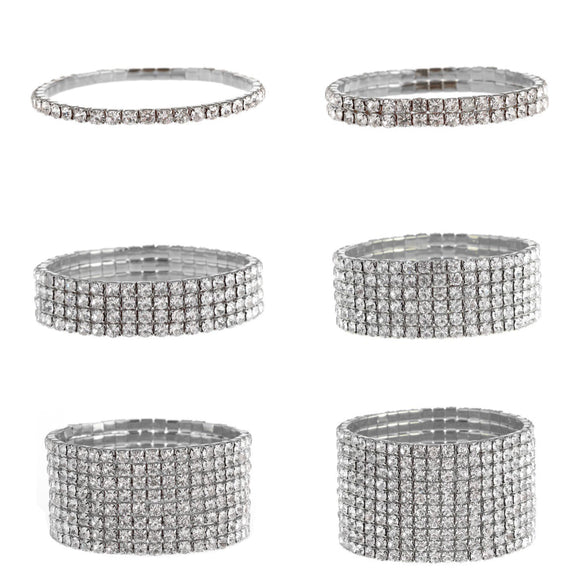 Classic Simple Rhinestone Diamond Shape Elastic Bracelet For Women Electroplated Fashion Jewelry