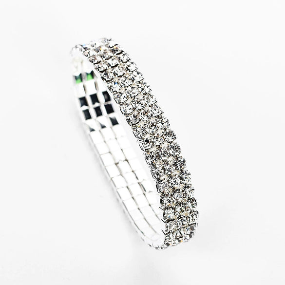 Classic Simple Rhinestone Diamond Shape Elastic Bracelet For Women Electroplated Fashion Jewelry
