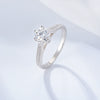 Classic Sixclaw Diamond Ring For Women Geometric S925 Sterling Silver Jewelry With Zircon