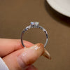 Classic Sixclaw Flash Diamond Ins Moissanite Ring For Women Silver Geometric Design Electroplated