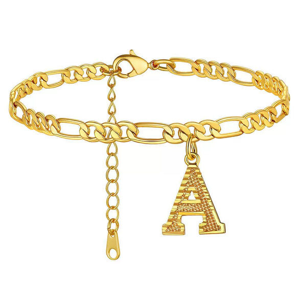 Classic Stainless Steel Letter Anklet Cuban Chain Fashion Summer Anklet For Women And Men