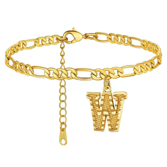 Classic Stainless Steel Letter Anklet Cuban Chain Fashion Summer Anklet For Women And Men