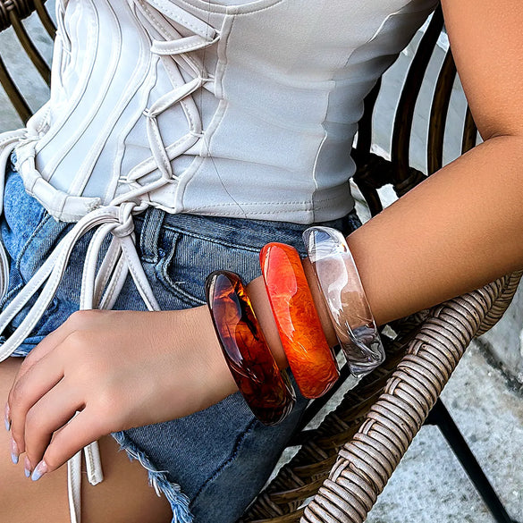 Classic Style Color Block Arylic Asymmetrical Irregular Women's Bangle