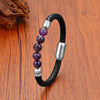 Classic Style Commute Round Leather Rope Stone Metal String Beads Unisex Bracelets