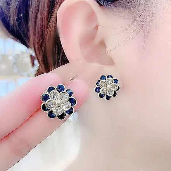 Classic Style Flower Alloy Inlay Artificial Gemstones Women'S Ear Studs