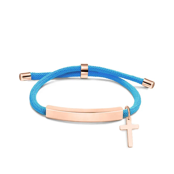 Classic Style Geometric Cross Customization Laser Engraving 201 Stainless Steel Rope Cord String String Bracelets Wholesale