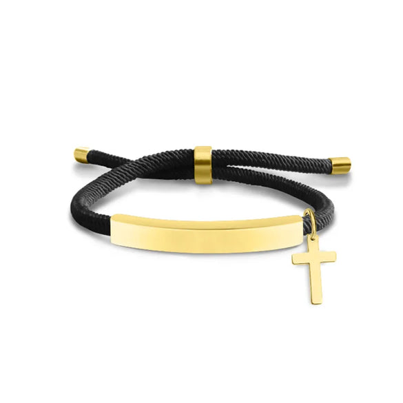 Classic Style Geometric Cross Customization Laser Engraving 201 Stainless Steel Rope Cord String String Bracelets Wholesale