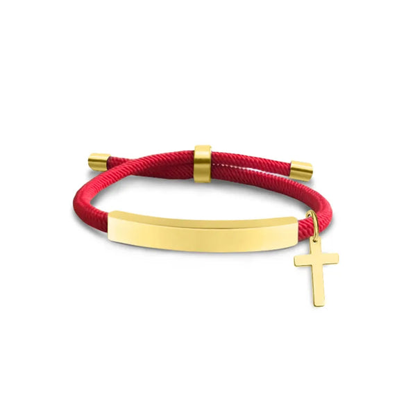 Classic Style Geometric Cross Customization Laser Engraving 201 Stainless Steel Rope Cord String String Bracelets Wholesale