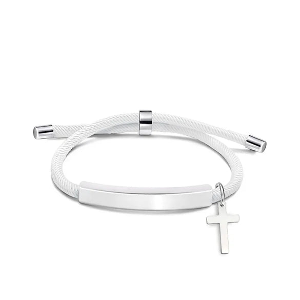 Classic Style Geometric Cross Customization Laser Engraving 201 Stainless Steel Rope Cord String String Bracelets Wholesale