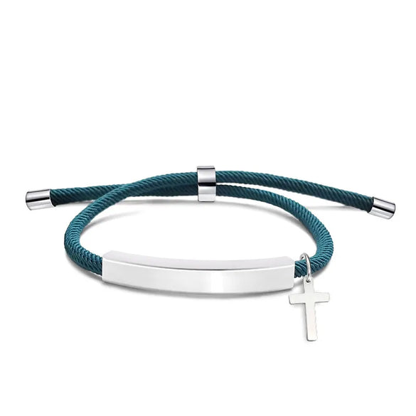 Classic Style Geometric Cross Customization Laser Engraving 201 Stainless Steel Rope Cord String String Bracelets Wholesale