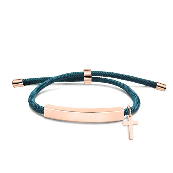 Classic Style Geometric Cross Customization Laser Engraving 201 Stainless Steel Rope Cord String String Bracelets Wholesale