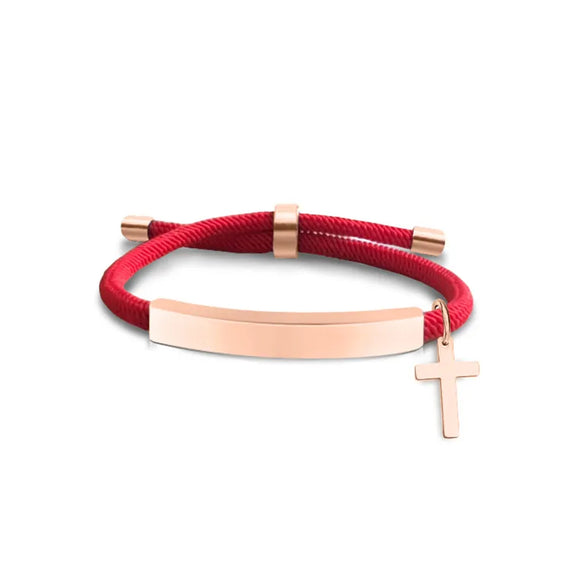 Classic Style Geometric Cross Customization Laser Engraving 201 Stainless Steel Rope Cord String String Bracelets Wholesale