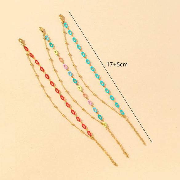 Classic Style Geometric Lips 304 Stainless Steel 18K Gold Plated Bracelets In Bulk