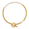 Classic Style Geometric Titanium Steel Patchwork Gold Plated Pearl Bracelets