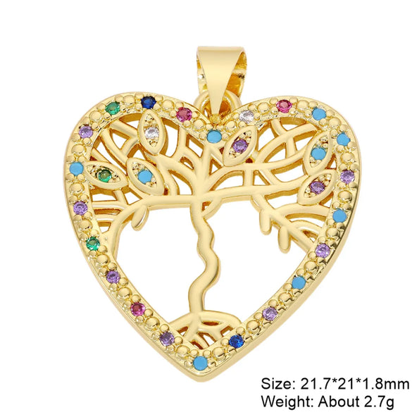 Classic Style Heart Shape Copper Plating Inlay Zircon 18k Gold Plated Charms Jewelry Accessories
