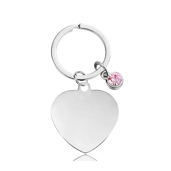 Classic Style Round Customization Laser Engraving Heart Shape 201 Stainless Steel Unisex Bag Pendant Keychain