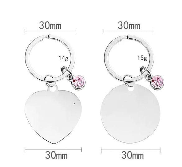 Classic Style Round Customization Laser Engraving Heart Shape 201 Stainless Steel Unisex Bag Pendant Keychain